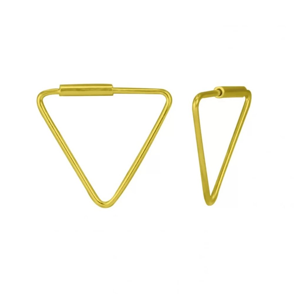 Sterling Silver Gold Plated Triangle Hoop Earrings – Geometric Dangle Jewelry